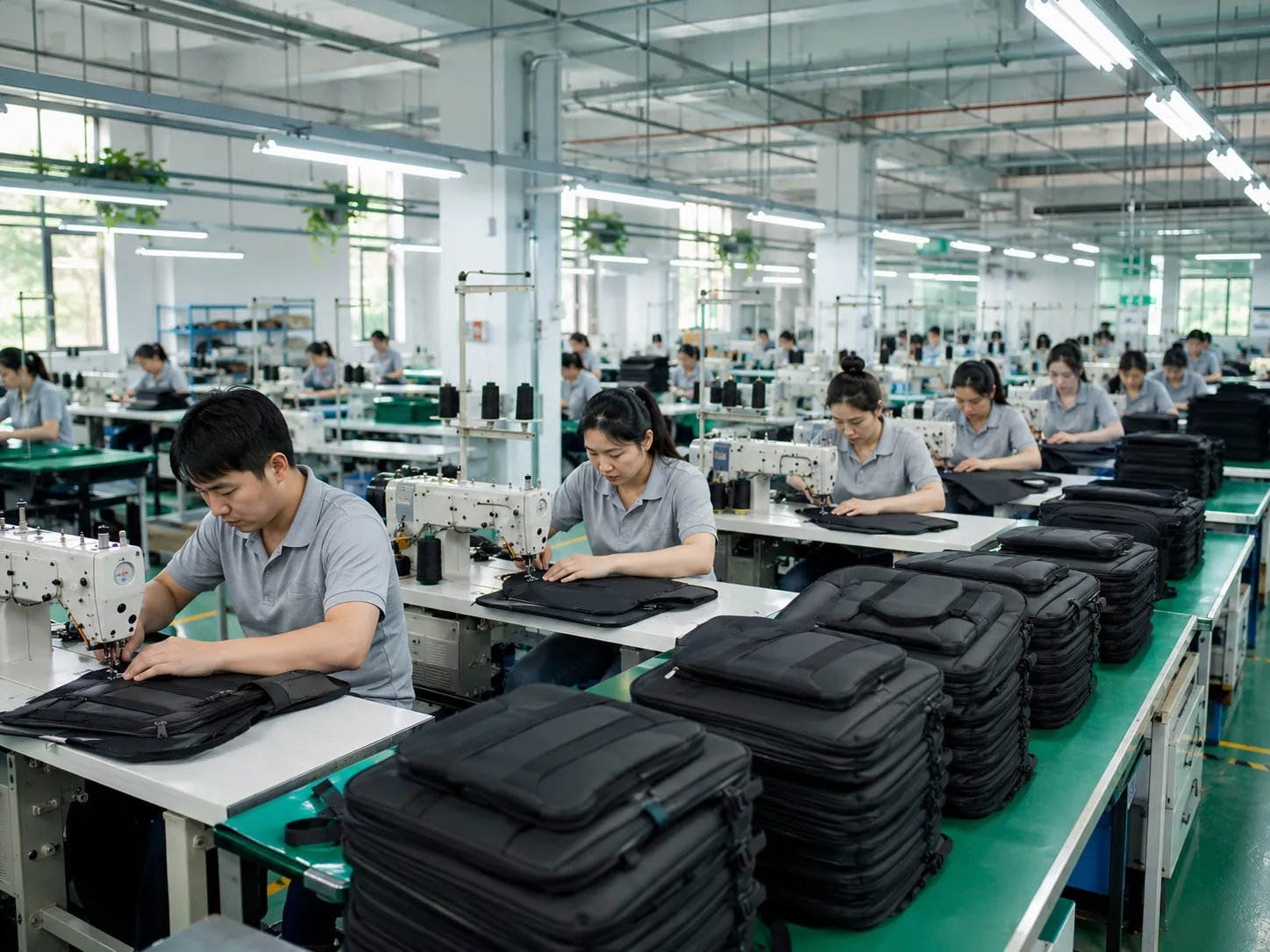 Professional business backpack factory manufacturing process